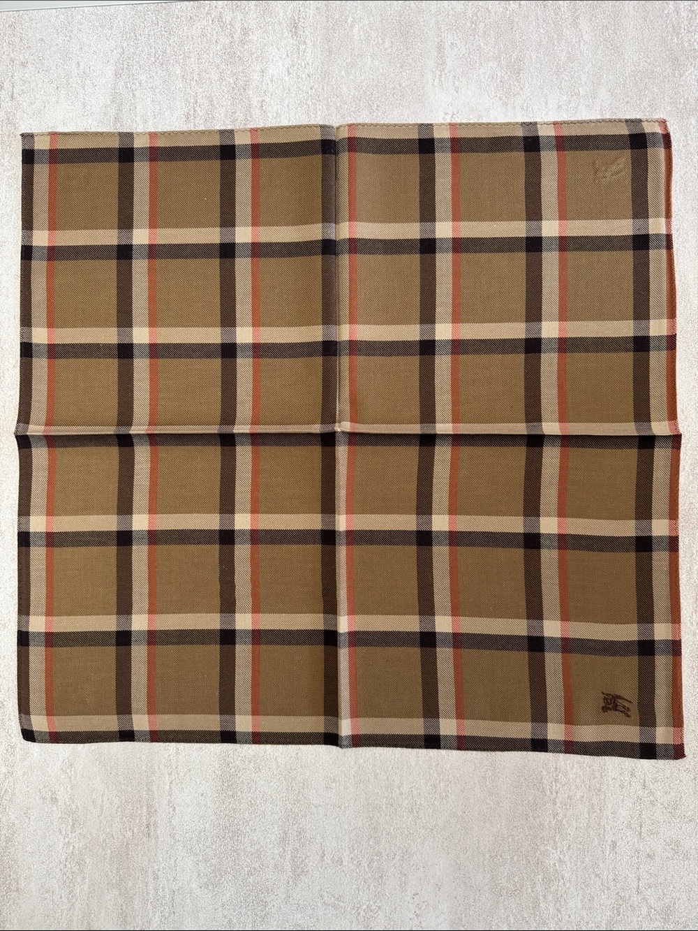 Burberry Tan, Black and Red Plaid Pocket Square
